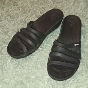 Crocs, Black Strappy Sandals